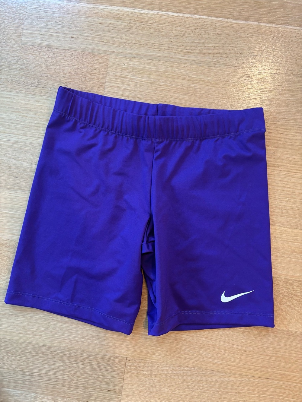 Nike Purple Athletic Leggings Shorts with White Swoosh